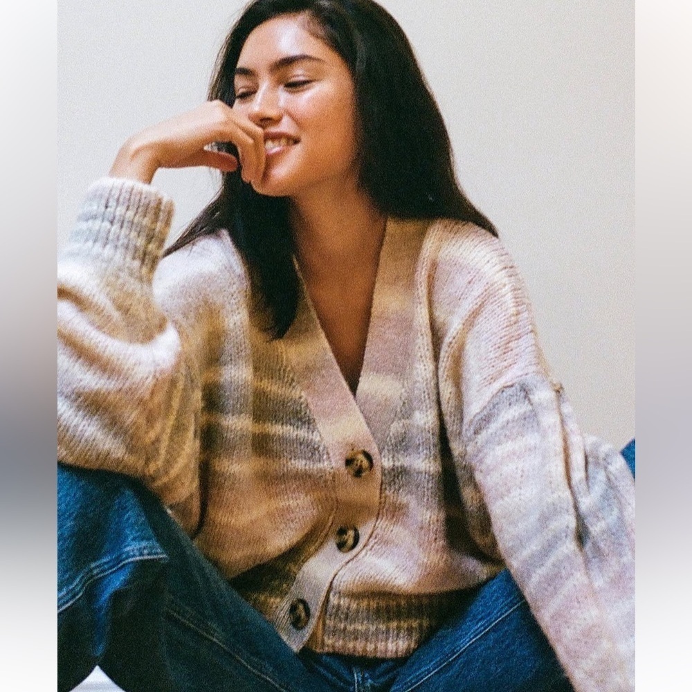 Urban Outfitters The Slow Down Cardigan Sweater Knit Button Front Stripe XS